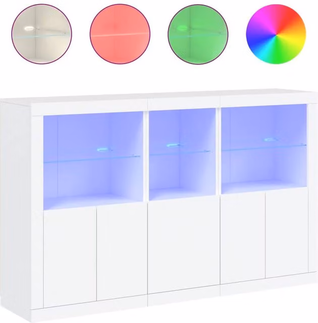 Berkfield Home Modern Glossy White Sideboard with Integrated LED Lights W/D/H: 162 x 37 x 100 cm – 1