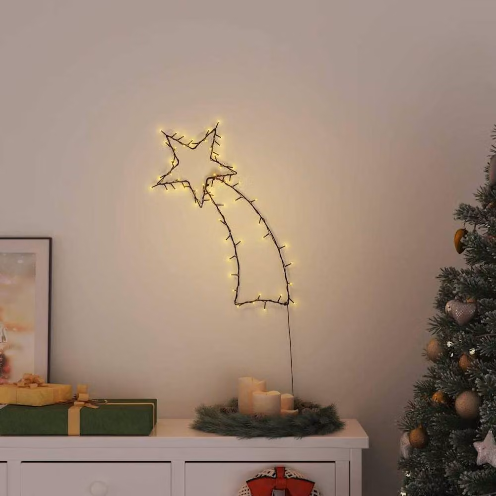 Berkfield Home Shooting Star Silhouette Christmas Lights with 80 Warm White LEDs in Black – 2