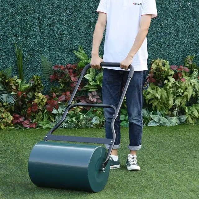 Outsunny Green Metal Manual Garden Lawn Roller