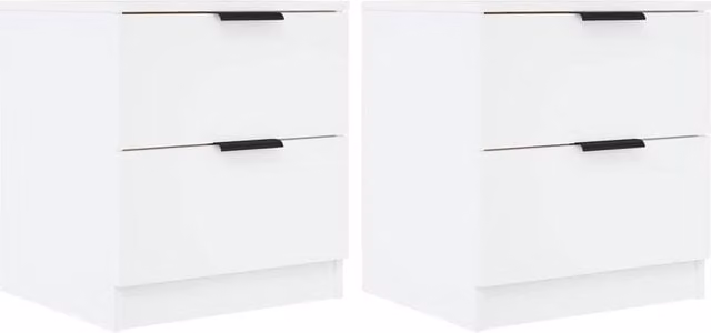 Berkfield Home Set of 2 White Classic Bedside Cabinets in Matt MDF – 1