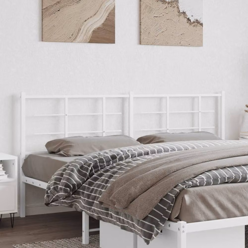 Berkfield Home White Metal Headboard – 2