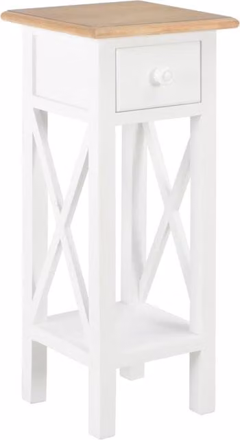 Berkfield Home White Lacquered Pine Wood Side Table, W/D/H: 27 x 27 x 65.5 cm
