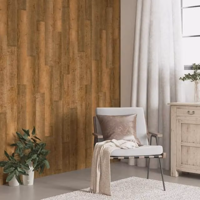 Berkfield Home Wood Look Brown PVC Wall Panels, 4.12 m