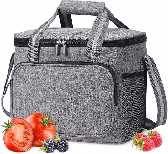 NESTLUNE Grey Insulated Thermal Lunch Bag for Adults