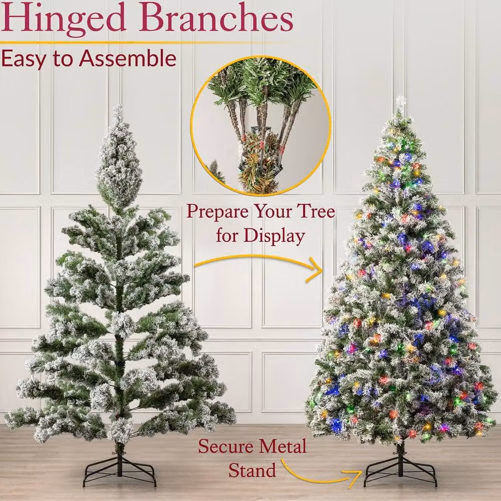 Christow Chamonix Spruce Pre-Lit LED Christmas Tree with Colour Switch in Green – 3