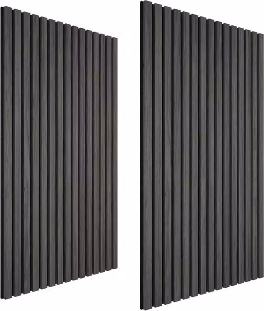 tectake Acoustic Wood Look Wall Panels in Black