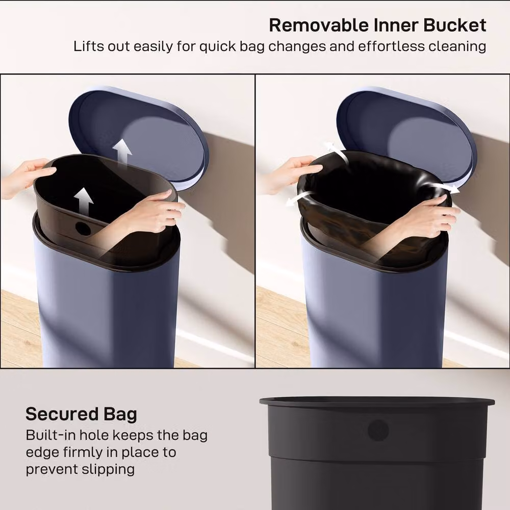 STILVORA 30L Blue Pedal Kitchen Bin with Soft-Close Lid and Removable Inner Bucket – 6