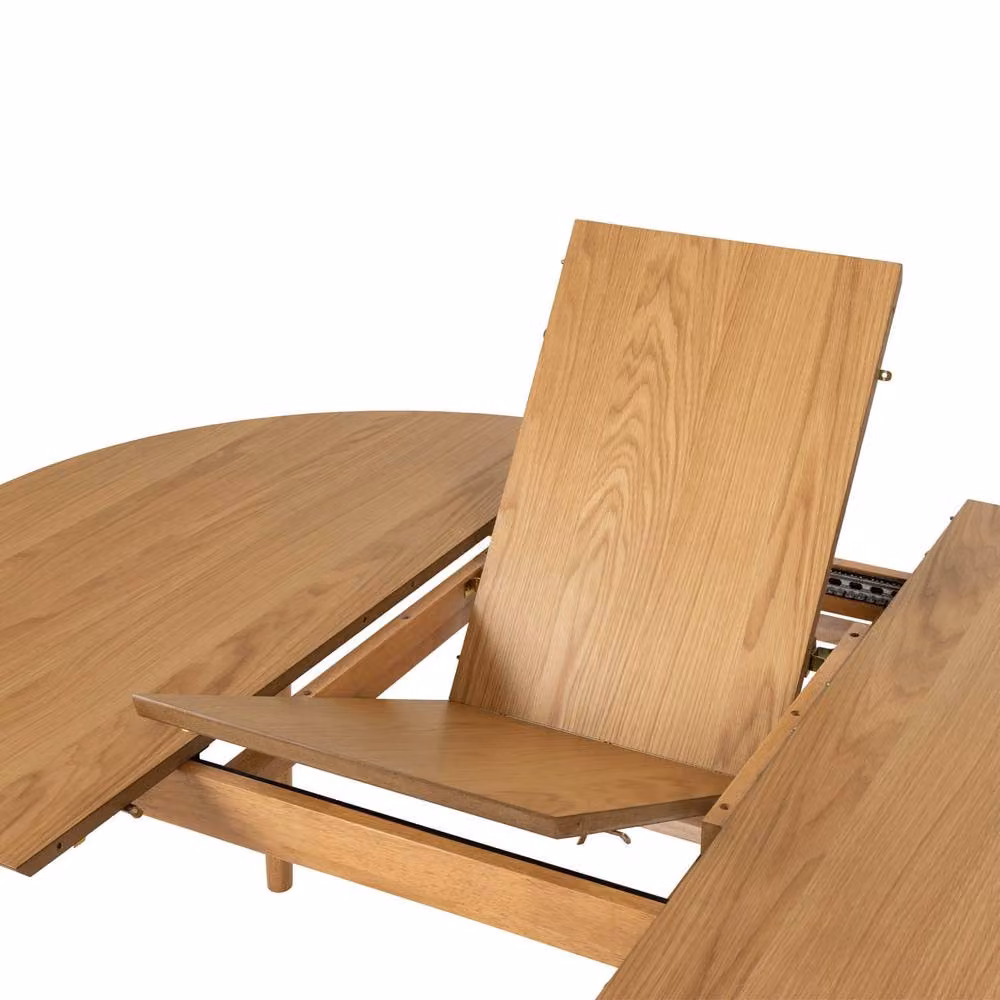 Wyld Haus Novi Sad Round Extending Dining Table in Natural Oak Effect Brown and Beige – 3