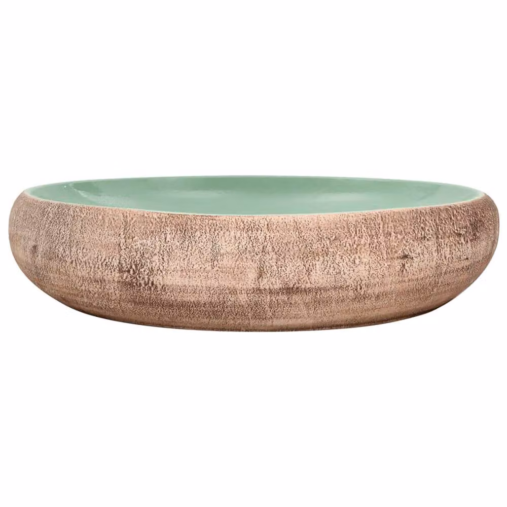 Berkfield Home Oval Ceramic Countertop Basin in Green and Brown, W/D/H: 59 x 40 x 15 cm – 2