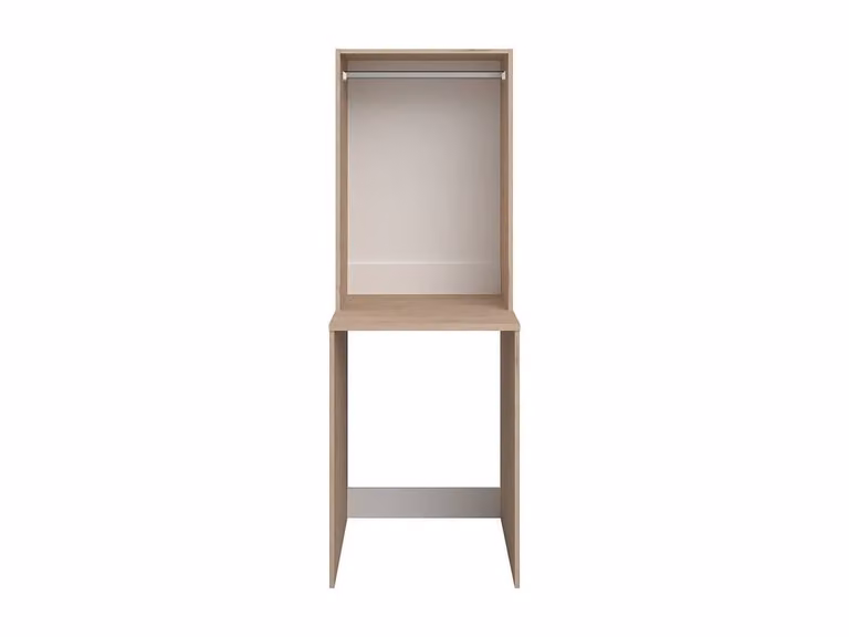 Vente-unique Freestanding Laundry Cabinet with Wardrobe and Hanging Rod in Light Oak and Beige, W: 65.8 cm, D: 64.4 cm, H: 184.4 cm