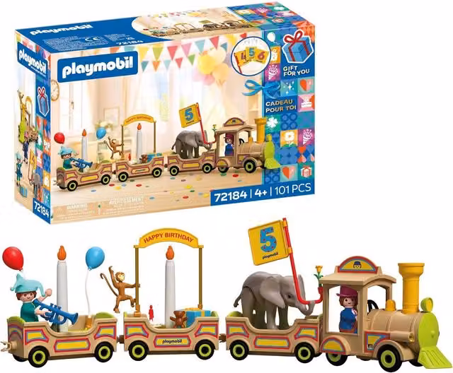 Playmobil Birthday Train Playset in Yellow and Multicolour