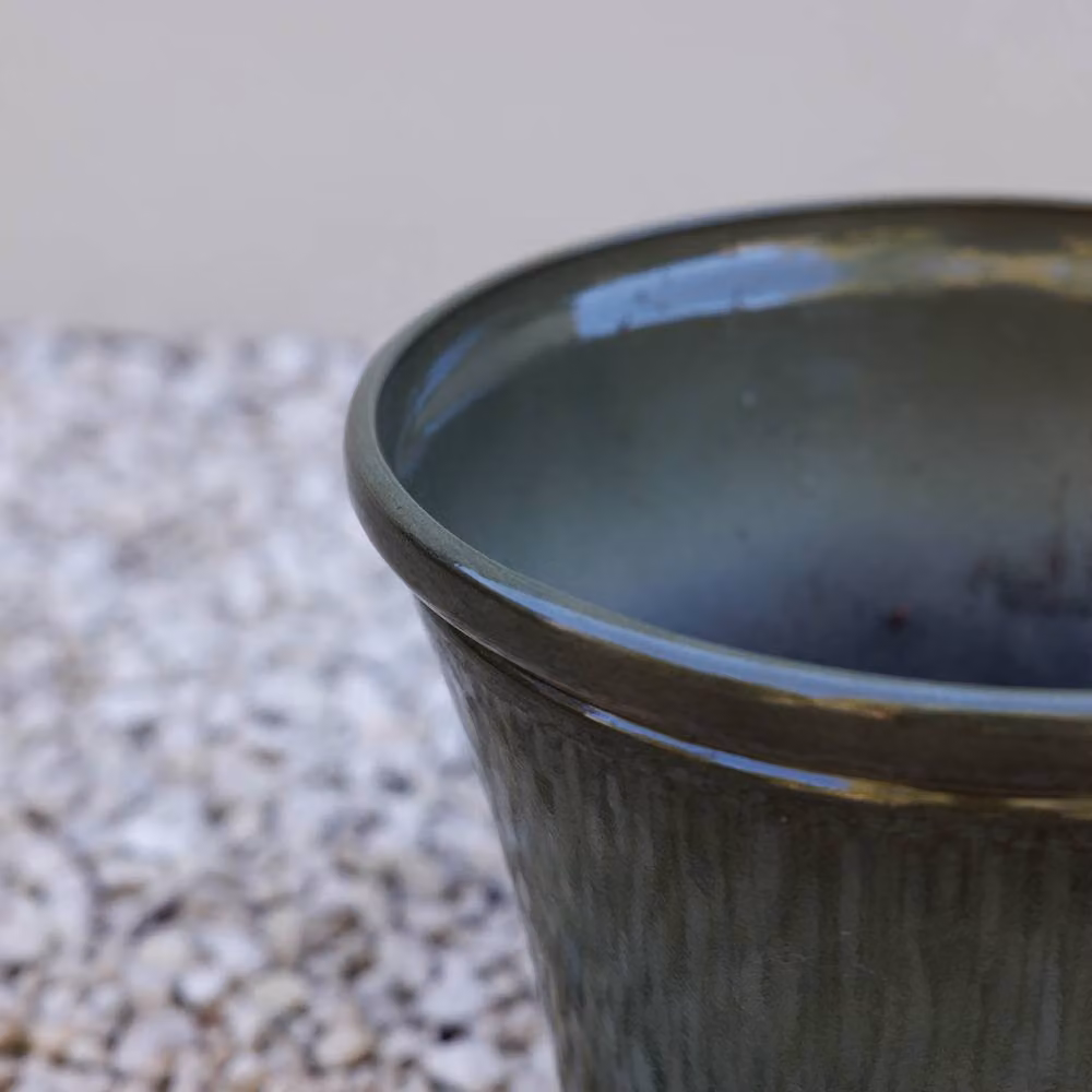Primrose Green Ceramic Look Tapered Outdoor Garden Planter Tub W/D/H: 35.0 x 30.5 x 30.5 cm – 3