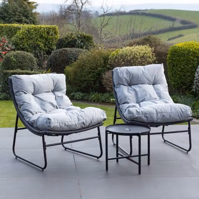 Artemis Home Chantal 3 Piece Grey Rattan and Metal Patio Set