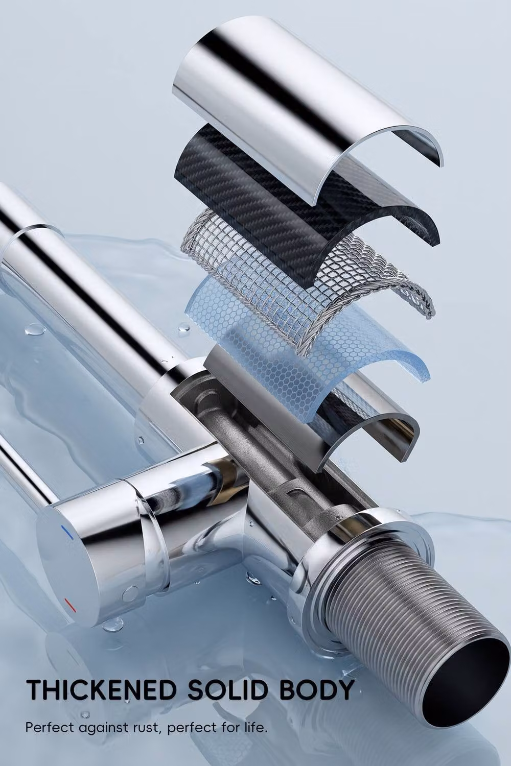 JANLEMNY Chrome Pull-Down Sprayer Kitchen Mixer Tap with 360 Swivel and 2 Spray Modes in Silver – 6