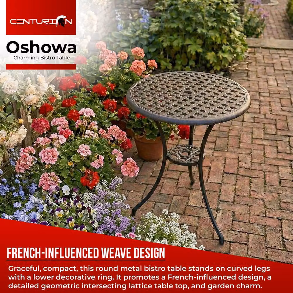 Centurion Supports OSHOWA Cast Aluminium Garden and Patio Bistro Table in Black, W/D/H: 70 x 70 x 68.5 cm – 2