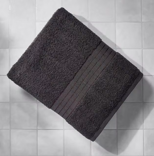 OHS Set of 2 Anthracite Grey 100% Cotton Terry Bath Sheets, W: 90 cm x L: 150 cm – 2