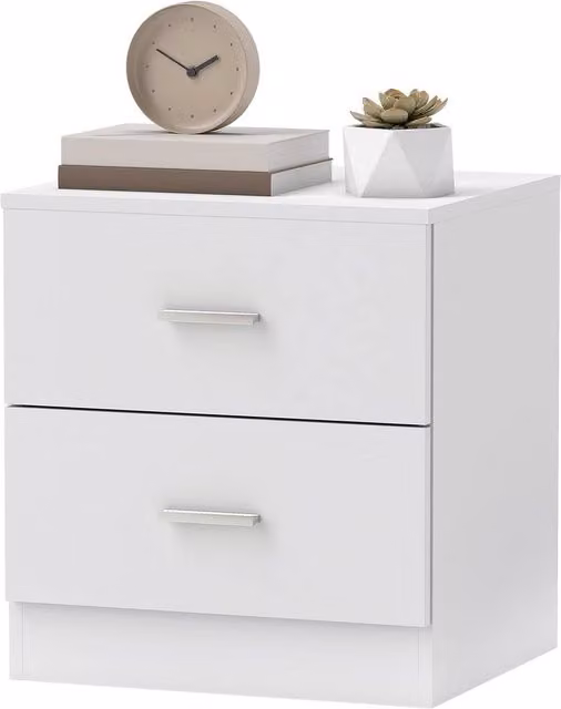 HOMCOM Modern White Bedside Table with 2 Drawers