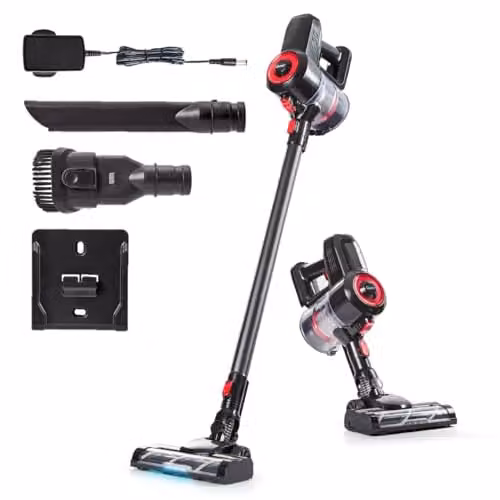 Quest 5-in-1 Lightweight Cordless Vacuum with 150W Suction, 40 Minute Battery Life and 650ml Bagless Dust Tank, featuring Washable HEPA Filter and LED Display