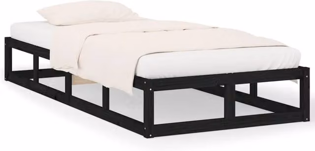 Berkfield Home Small Single Solid Wood Bed Frame in Black, W/D/H: 75 x 190 cm