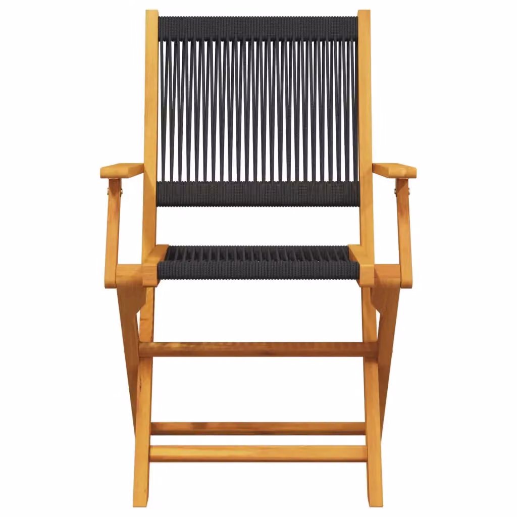 Berkfield Home 3 Piece Black Polypropylene and Acacia Wood Bistro Set – 3