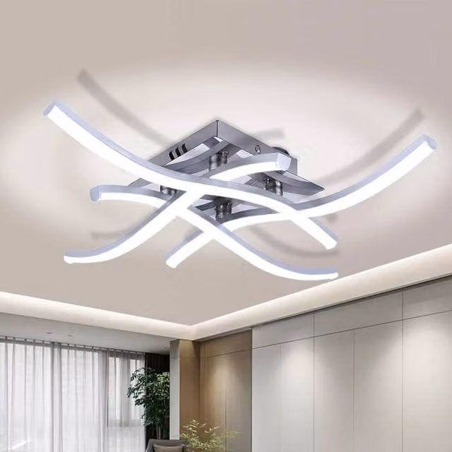 SPETLEK Modern LED Ceiling Light with 4 Wave Lights in Silver – 1