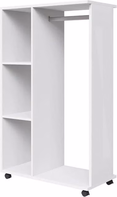NESTLUNE Mobile Open Wardrobe with Storage Shelves and Hanging Rod, White, W/D/H: 80 x 40 x 128 cm