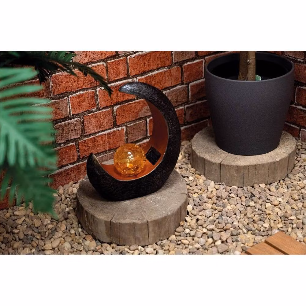 NESTLUNE Solar Powered Black Resin Garden Ornament with Dusk Sensor, H 100 cm x W 15 cm – 4