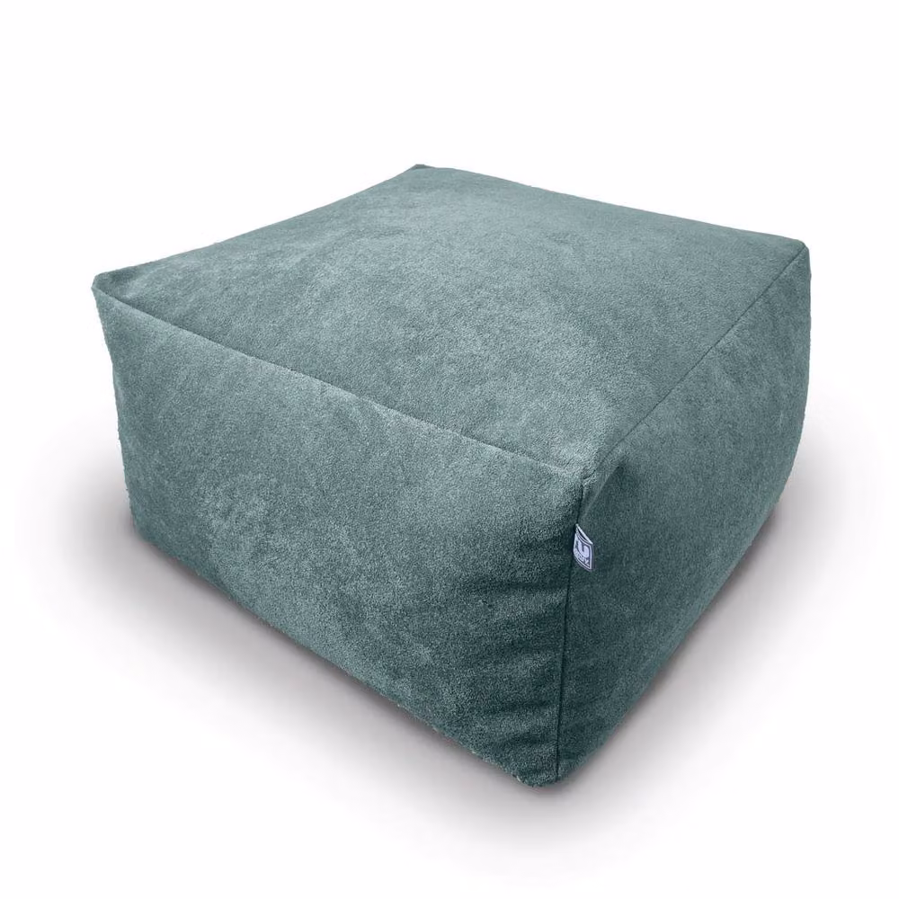 rucomfy Velora Velvet Beanbag Ottoman Pouffe in Blue or Green, W/D/H: 60 x 60 x 36 cm – 2