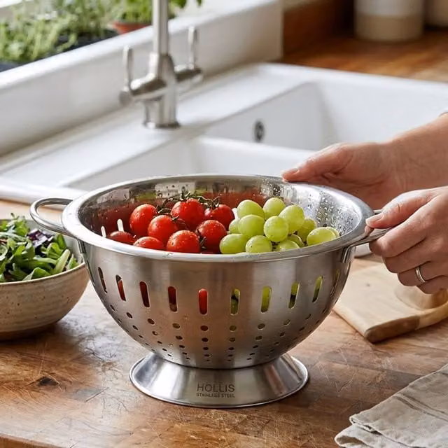 Orsina Stainless Steel Colander with Twin Handles in Silver