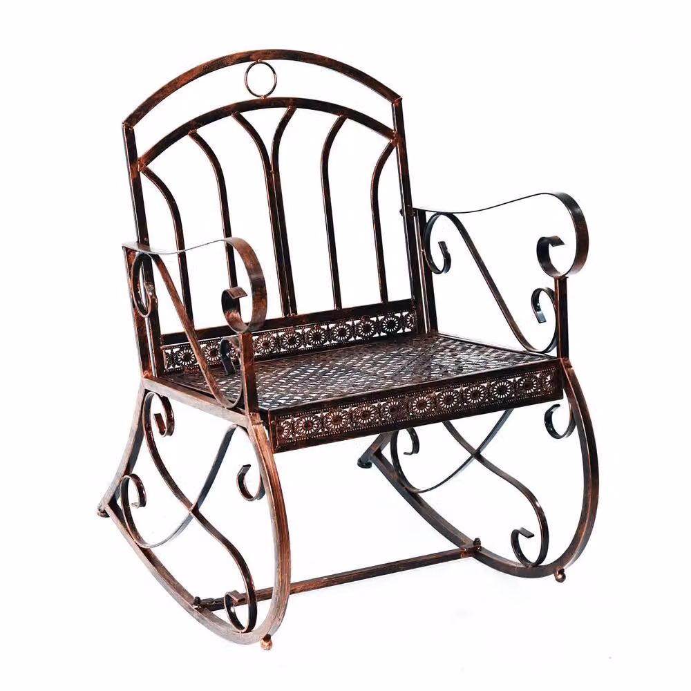 Wyld Haus Pabasa Vintage Metal Outdoor Rocking Armchair in Red – 2