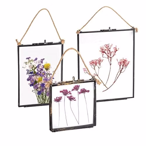 Nicola Spring 3-Piece Hanging Metal and Glass Photo Frame Gallery Set in Black Vintage Style