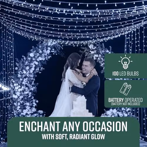 Globrite 100 LED Battery Operated Cool White Fairy String Lights with Remote Control and Timer – 2