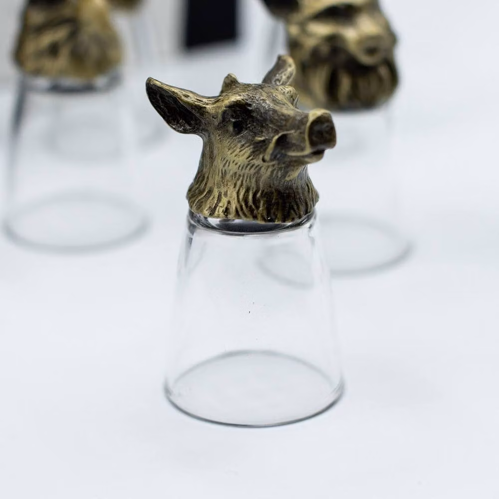 Serenityy Gift Set of 12 Forest and Mystical Creatures Shot Glasses, 25ml, Bronze and Transparent – 2