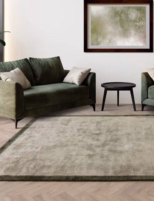 Asiatic Blade Modern Rectangular Woven Viscose Rug in Green