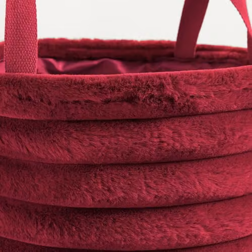 OHS Ribbed Faux Fur Storage Basket with Handles, Red/Pink, W/D/H: 26.0 x 26.0 x 30.0 cm – 7