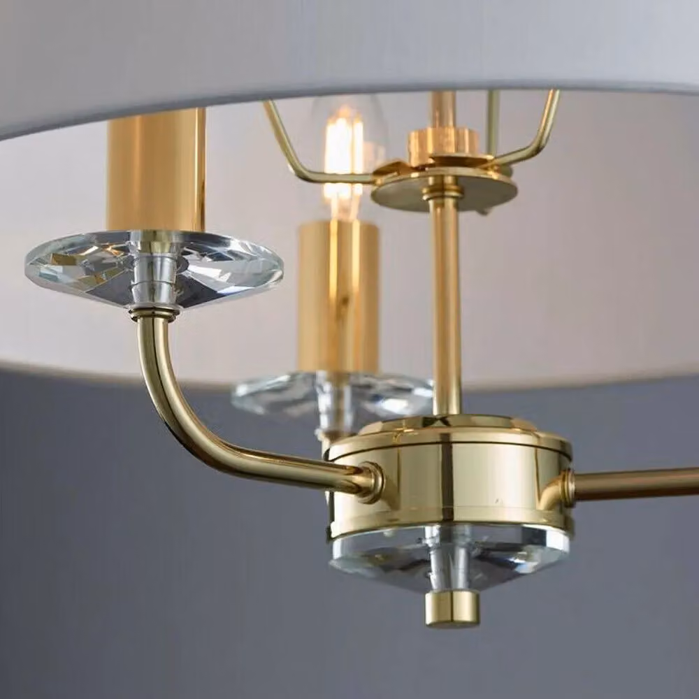 Loops 3 Bulb Ceiling Pendant Lamp and 2x Matching Twin Wall Lights in Gold/Brass and White – 2