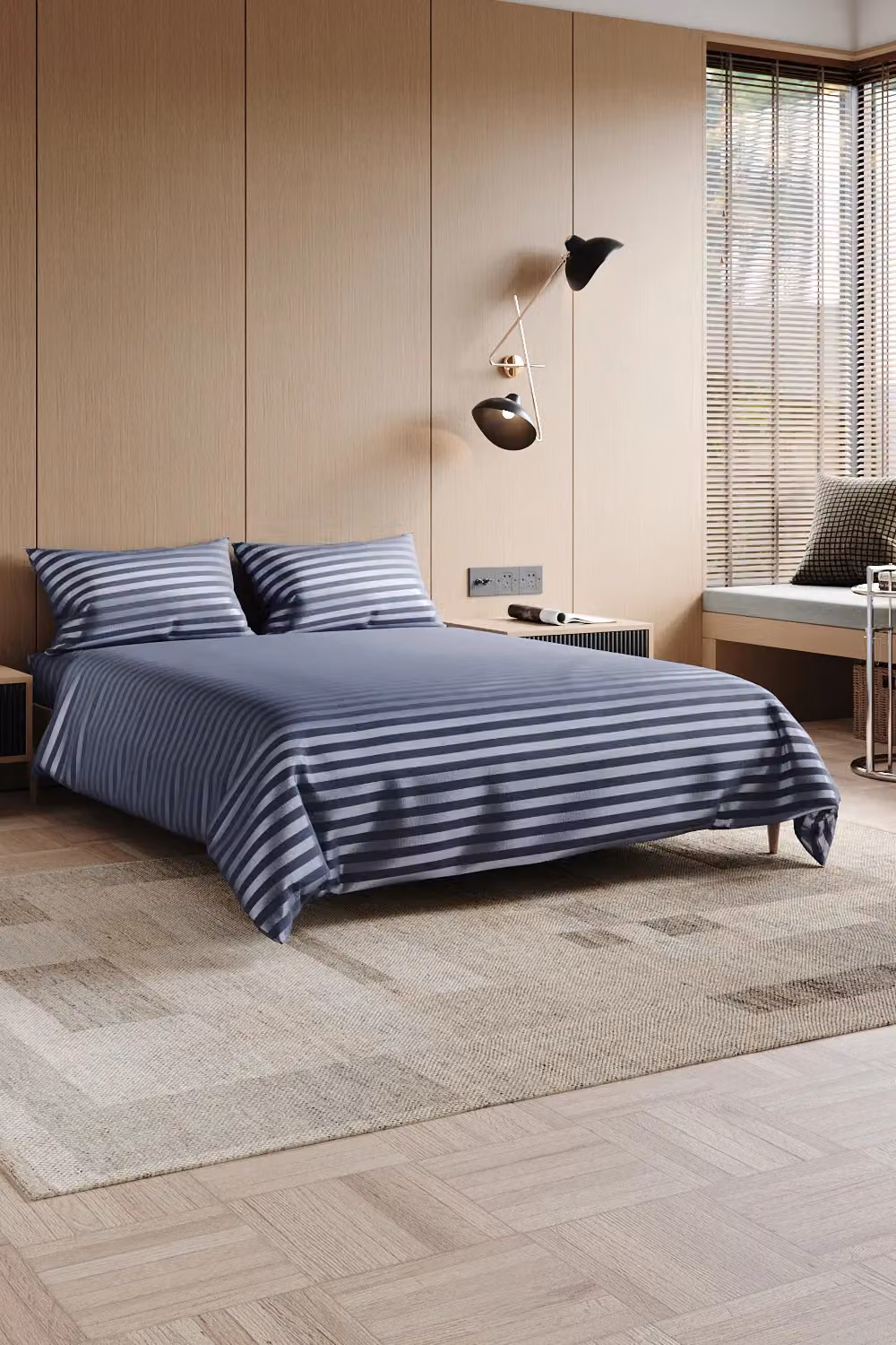 H&O Direct Grey and Silver Striped Polyester Duvet Cover and Pillowcase Set, W/D/H: 90 x 190 cm – 2