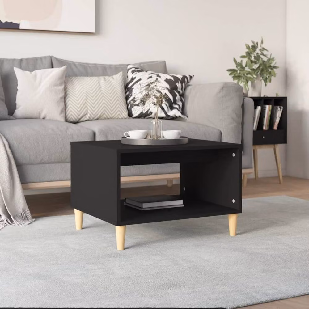 Berkfield Home Modern Black Coffee Table in Engineered Wood, W: 60 cm, D: 50 cm, H: 40 cm – 2