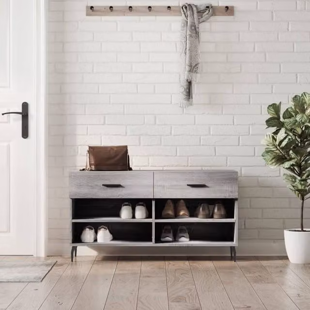 Berkfield Home Grey Sonoma Shoe Bench W/D/H: 102 x 35 x 55 cm
