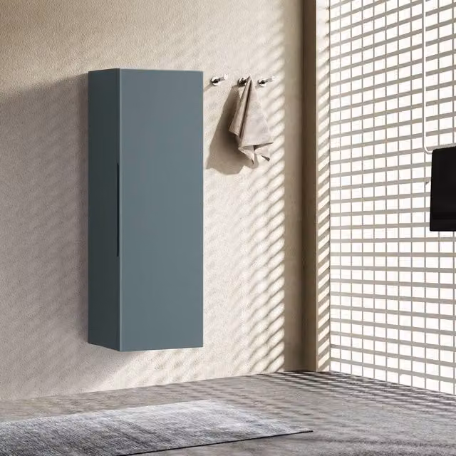 Bathroom Kingdom Piatta Smoked Sage Wall Mounted Storage Cabinet in Petrol Teal, Width: 90 cm