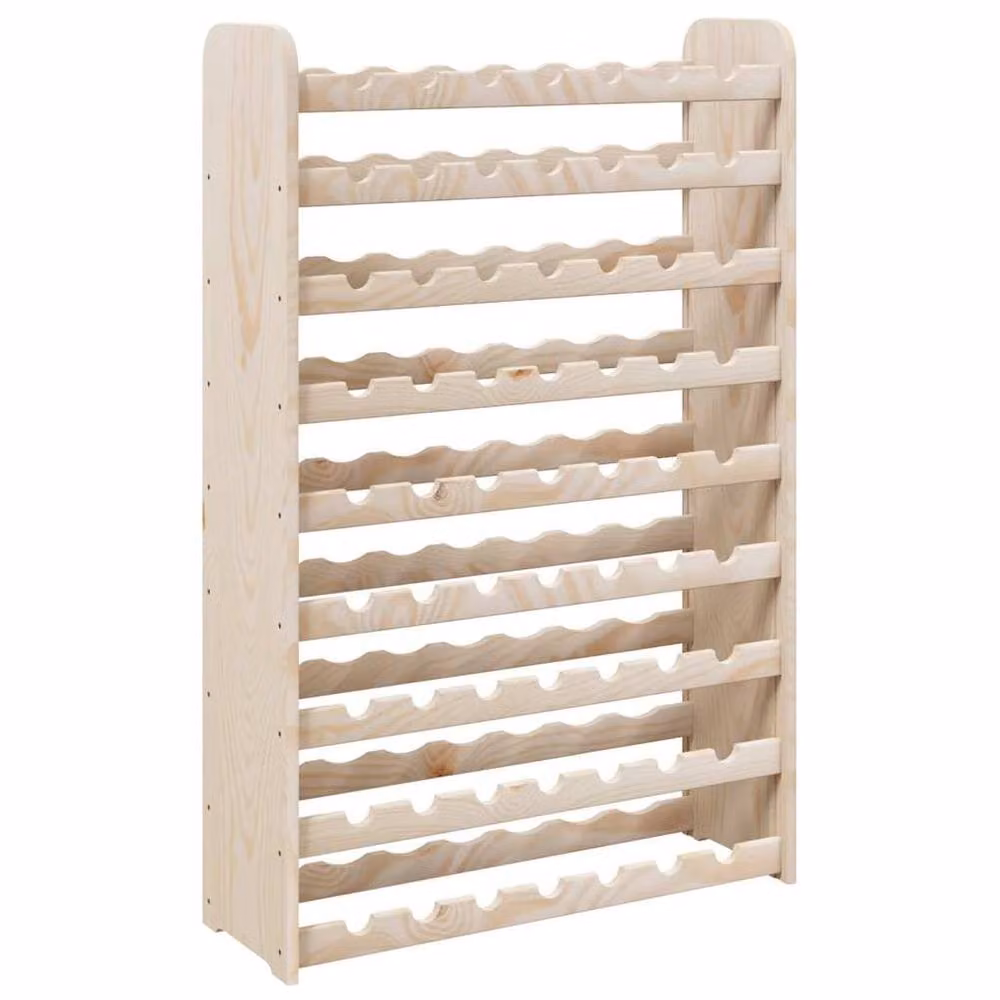 Berkfield Home Beautiful Wine Rack in Natural Solid Pine Wood, W/D/H: 72.5 x 25 x 111.5 cm – 3