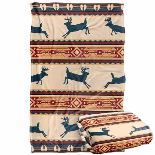 JQ Licensing Southwest Lodge Deer Silky Touch Super Soft Fleece Throw Blanket, Multicolour, W/D/H: 91 x 147 cm – 1