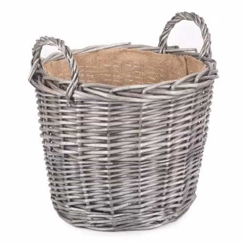 Red Hamper Wicker Lined Log Baskets in Red, Brown or Grey, W/D/H: 42 x 33 x 42 cm – 1