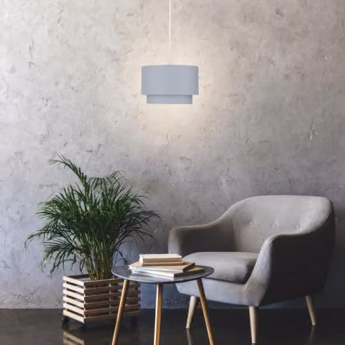 First Choice Lighting Pair of Grey 2 Tier Fabric Ceiling Light Shades – 3