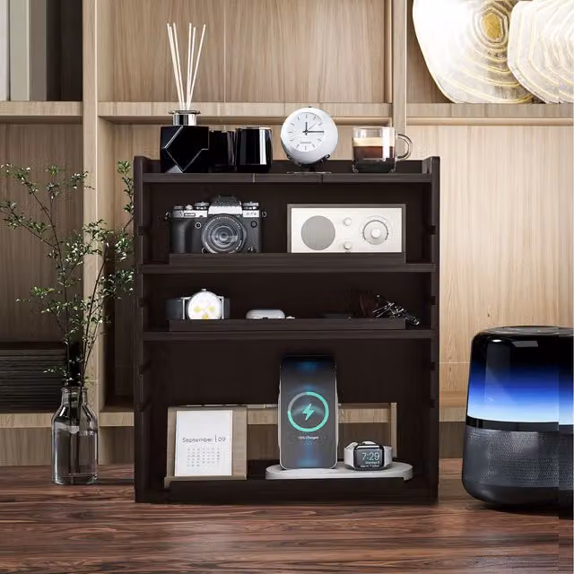 HOMCOM 4-Tier Desktop Organiser with Shelf, Dark Brown