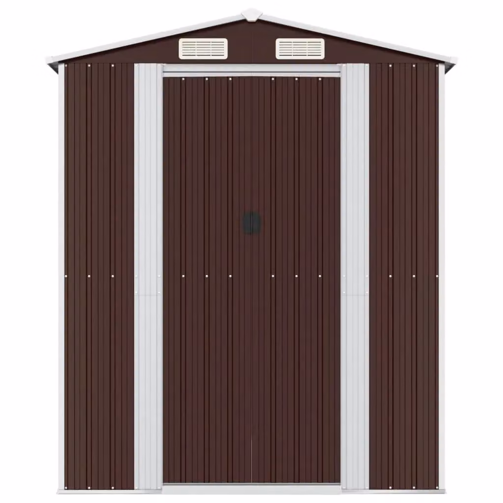 Berkfield Home Dark Brown Galvanised Steel Garden Shed with Sliding Gable Doors W/D/H: 192 x 191 x 223 cm – 3