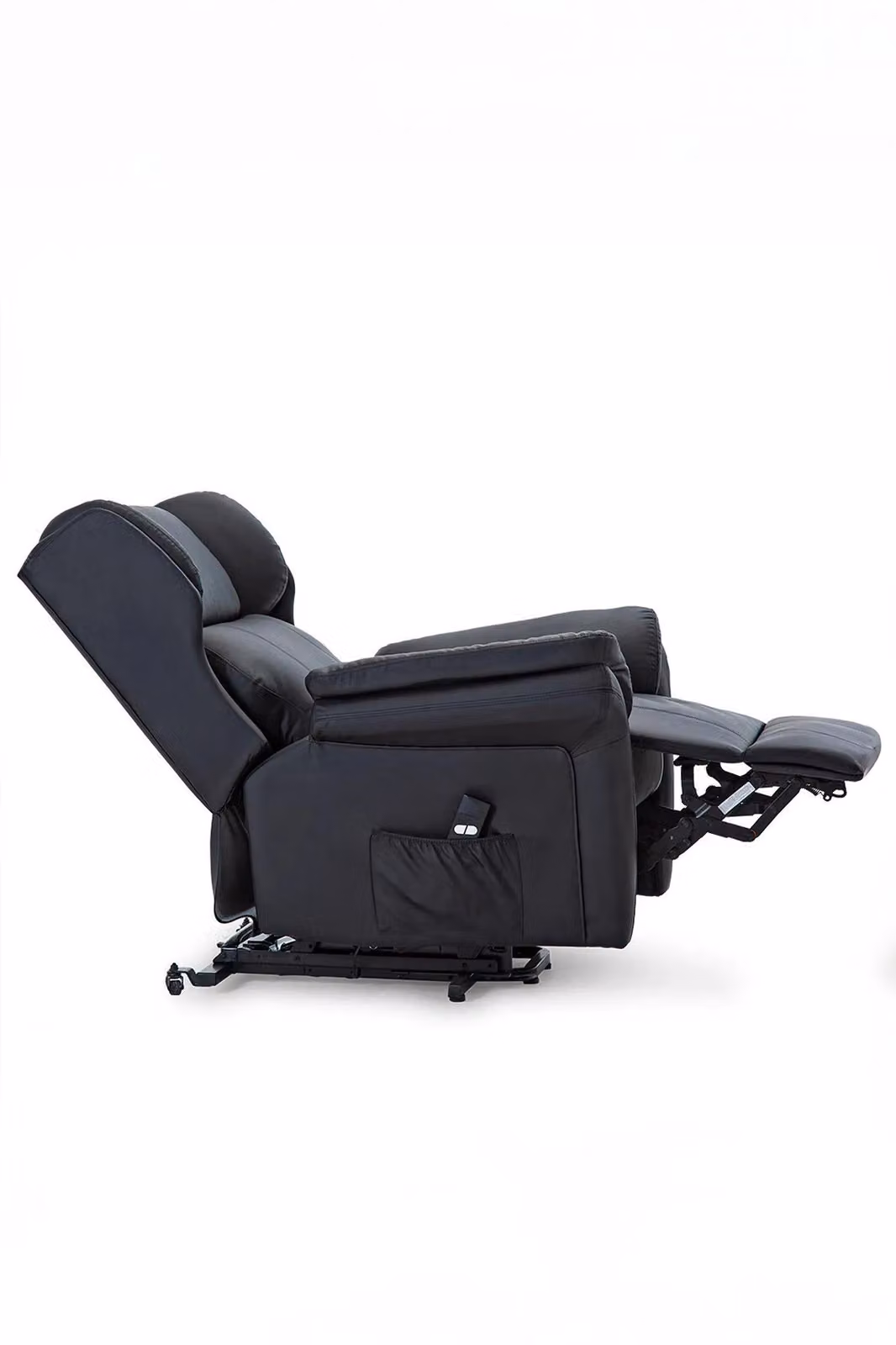 More4Homes Oakford Single Motor Rise Recliner Wingback Chair in Black Bonded Leather – 3