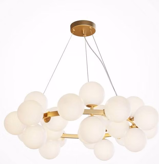 Maytoni Dallas Modern 25 Light Globe Pendant Lamp in Gold and White with G9 Base