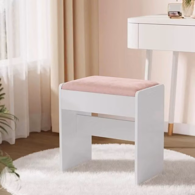 EONLION Pink Velvet Dressing Table Makeup Stool
