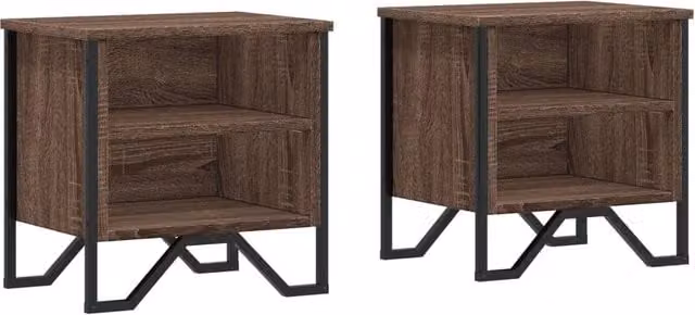 Berkfield Home Set of 2 Brown Oak Bedside Cabinets, W/D/H: 40 x 30 x 40 cm
